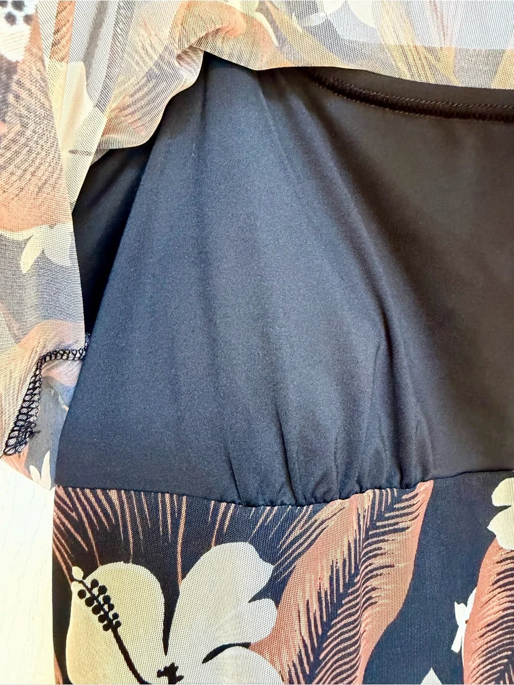 Lands’ End XL 18 Tropical Floral Tankini Swim Top Layered Chlorine Resistant NWT